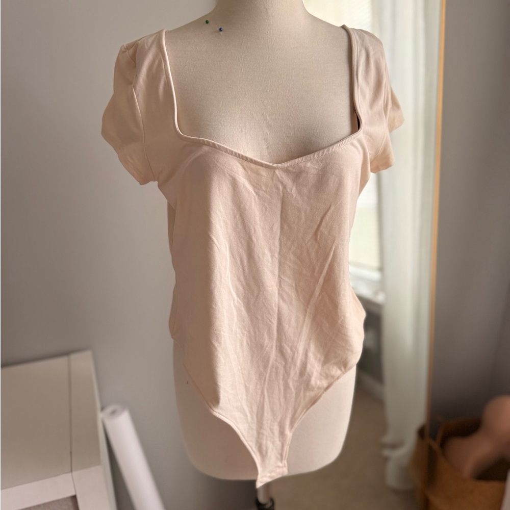 H&M Soft Beige Bodysuit Top